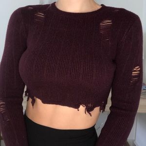 Distressed Crop Sweater